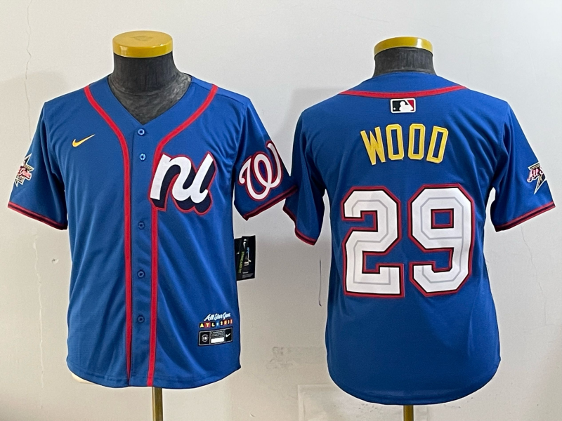 Youth  Washington Nationals #29 Wood blue Nike MLB 2025 jersey 001->youth mlb jersey->Youth Jersey